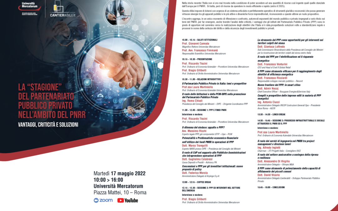 PPP e PNRR  – Save the Date 17 Maggio 2022